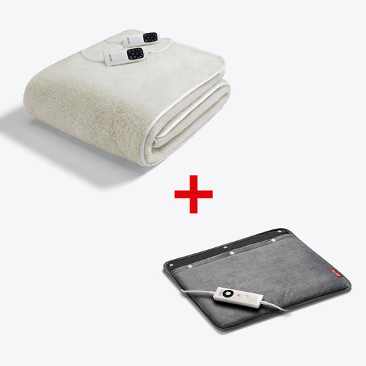Kit Scaldasonno® Adapto Maxi 100% Lana e Merino Matrimoniale e Scaldapiedi Intellisense® Feet