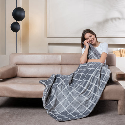 Plaid chauffant imetec adapto velvet squares 150x95 cm