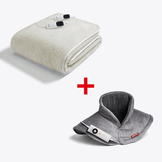 Kit Scaldasonno® Adapto Maxi 100% Lana e Merino Matrimoniale e termoforo Intellisense® Cervical