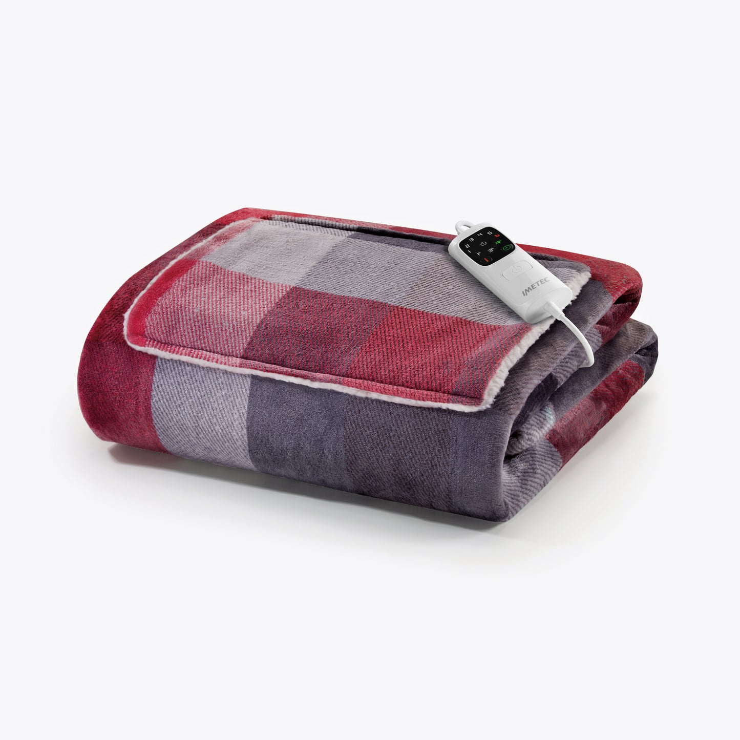 Plaid Chauffant Imetec Adapto Velvet Tartan avec poche mains et pieds