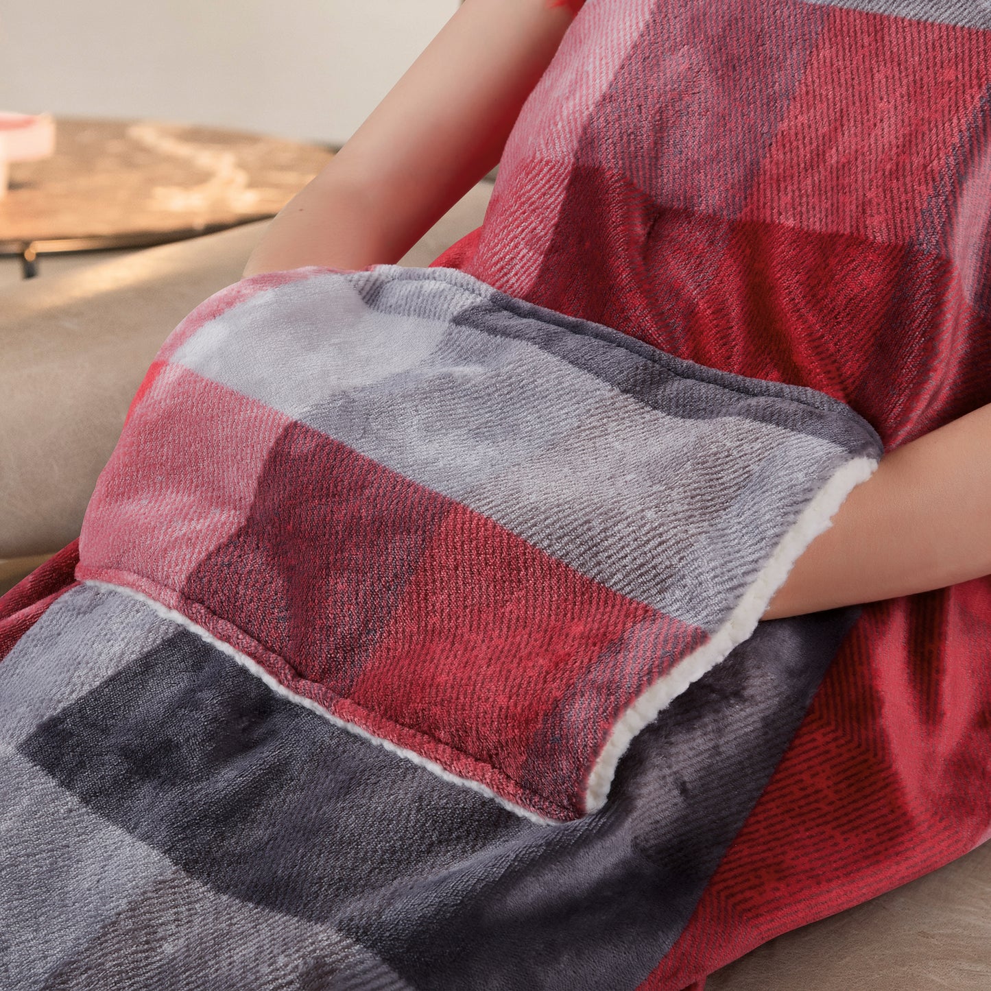 CaldoPlaid® Adapto Velvet Tartan con tasca mani e piedi cm 150x110