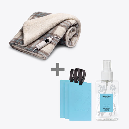 Kit Regalo CaldoPlaid Active Bouclé + Millefiori Milano Acqua Marina