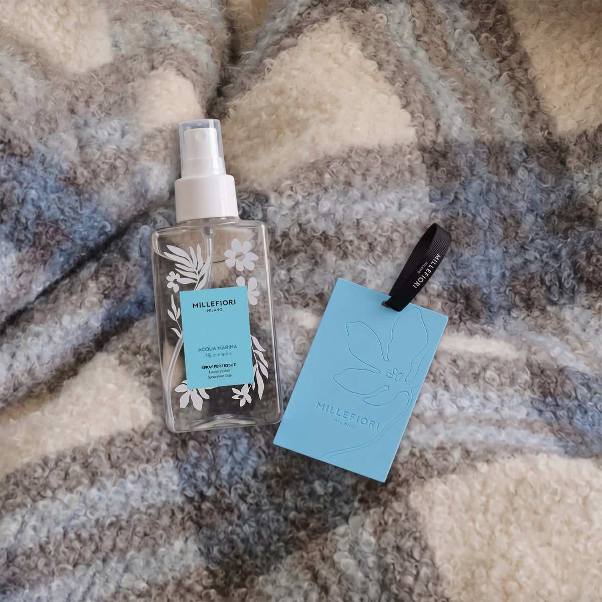Kit Regalo CaldoPlaid Active Bouclé + Millefiori Milano Acqua Marina
